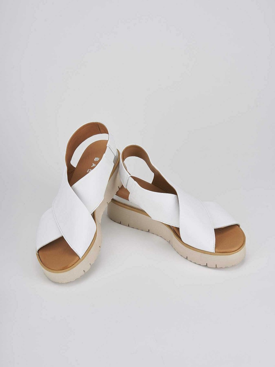 Donna Barca | Zeppa Tacco 4 Cm In Pelle Bianca