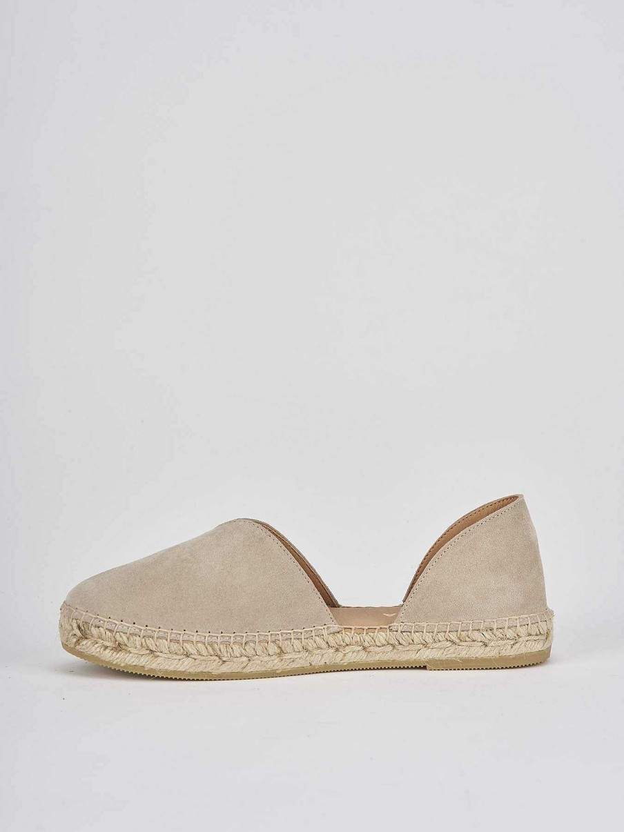 Donna Barca | Espadrillas Tacco 2 Cm In Camoscio Beige