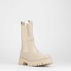 Donna Barca | Stivaletti Tacco Basso Tacco 1 Cm In Pelle Beige