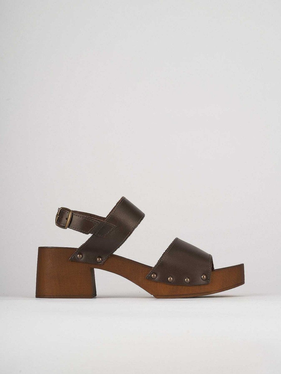 Donna Barca | Sandali Tacco Alto Tacco 5 Cm In Pelle Testa Di Moro