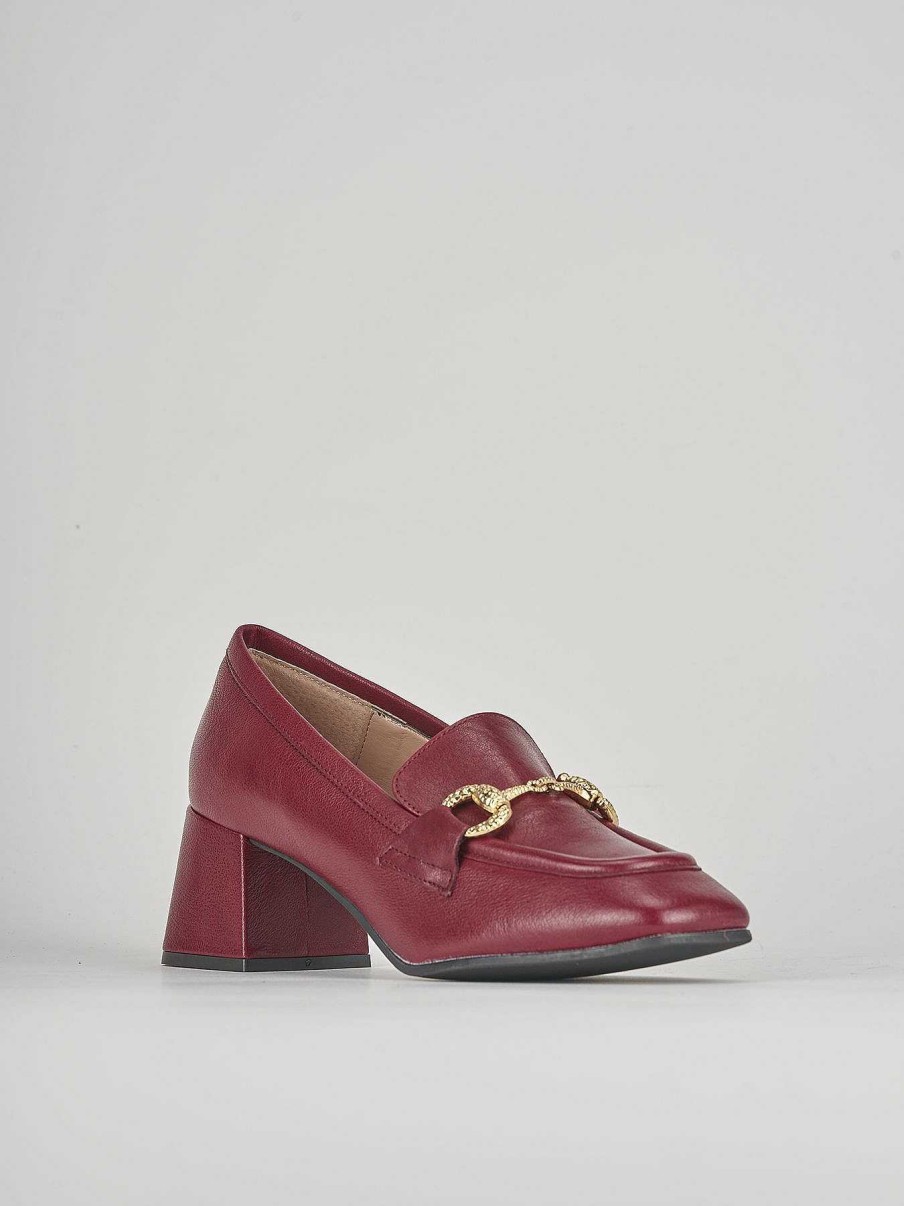 Donna Barca | Mocassino Tacco 6 Cm In Pelle Bordeaux