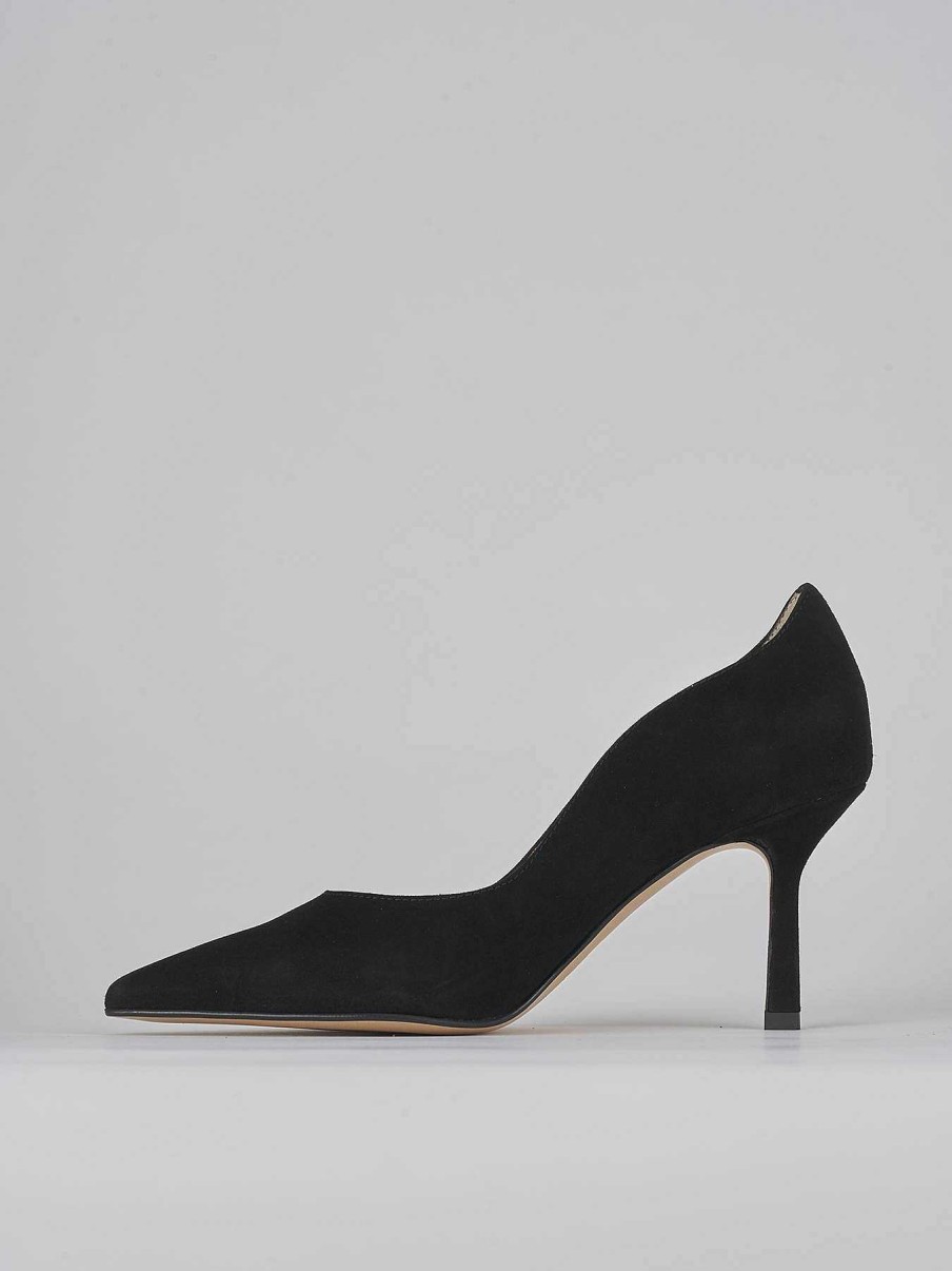 Donna Barca | Decollete Tacco 8 Cm In Camoscio Nero