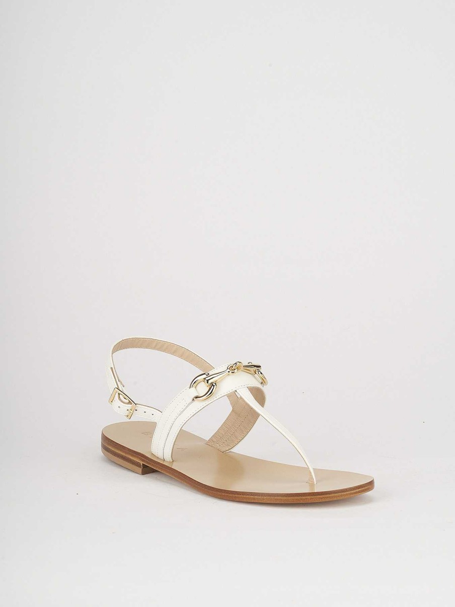 Donna Barca | Sandali Tacco Basso Tacco 1 Cm In Pelle Bianca