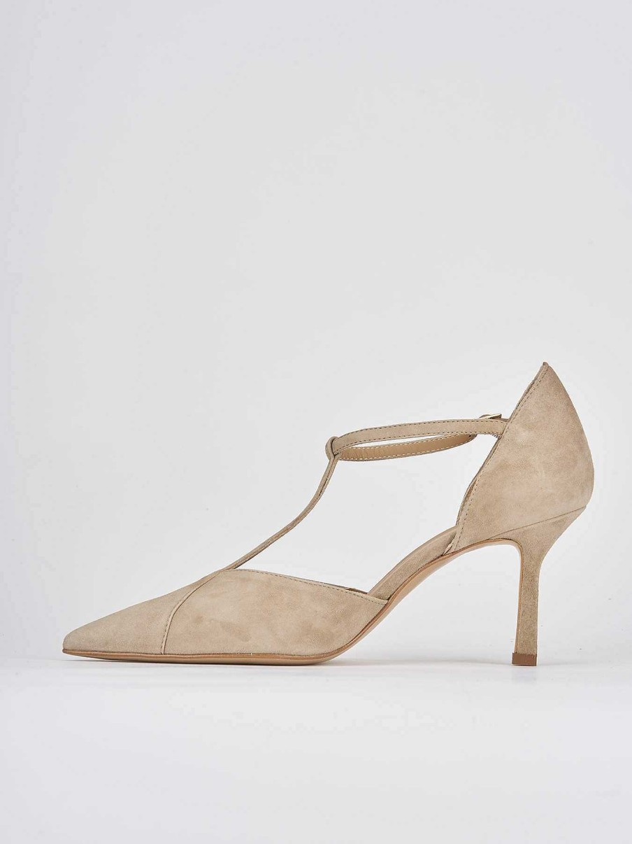 Donna Barca | Decollete Tacco 8Cm Camoscio Beige