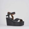 Donna Barca | Zeppa Tacco 7 Cm In Pelle Nera