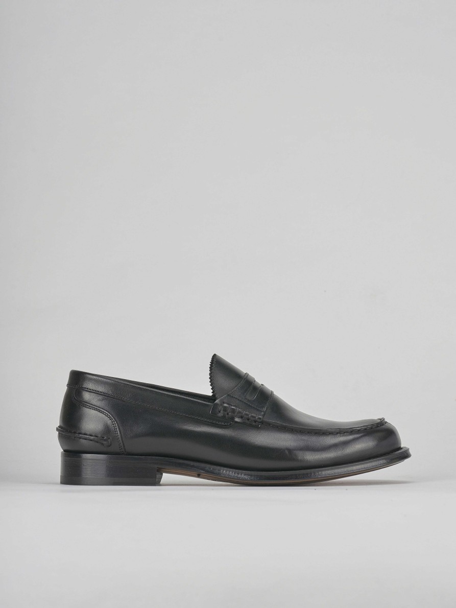 Uomo Barca | Mocassino Tacco 2 Cm Nero Pelle