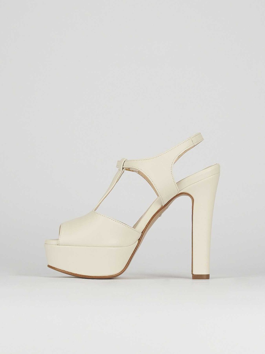 Donna Barca | Sandali Tacco Alto Tacco 10 Cm In Pelle Beige