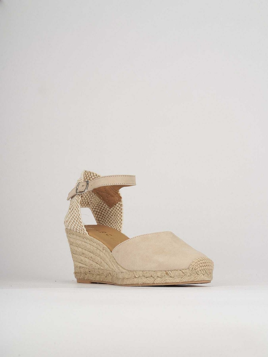 Donna Barca | Espadrillas Tacco 6 Cm In Pelle Beige