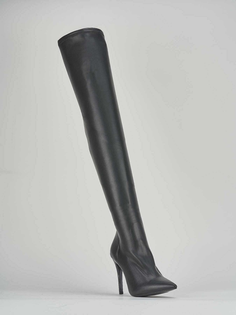 Donna Barca | Stivali Tacco Alto Tacco 10 Cm In Pelle Nera