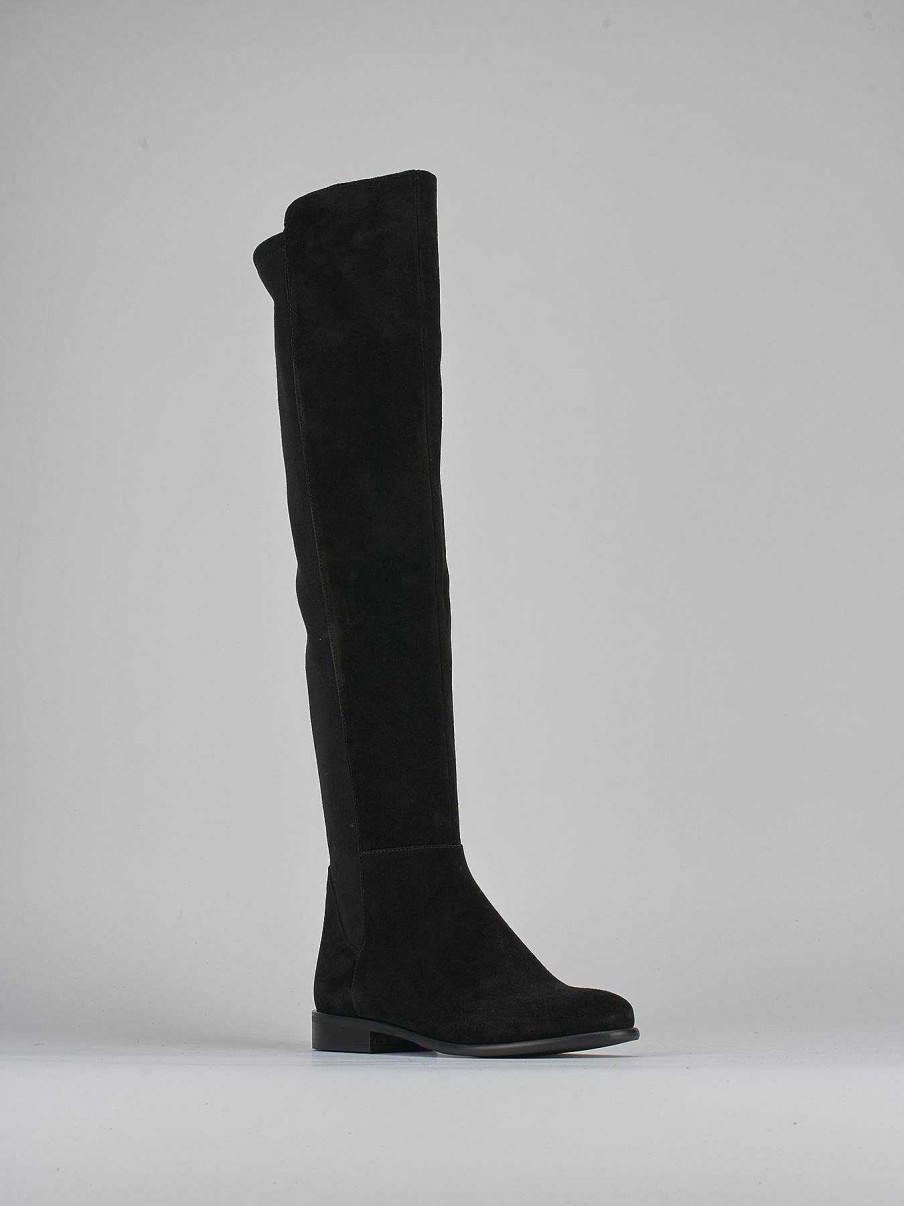 Donna Barca | Stivali Tacco 2Cm Camoscio Nero