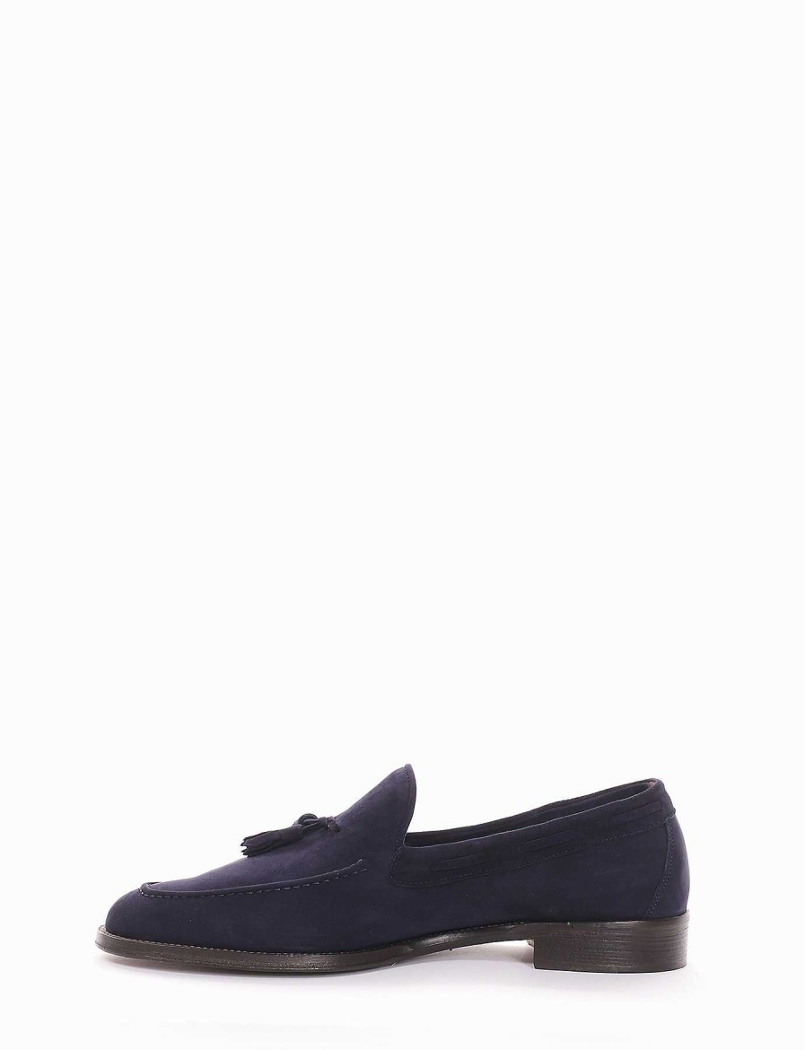 Uomo Barca | Mocassino Tacco 2 Cm Camoscio Blu