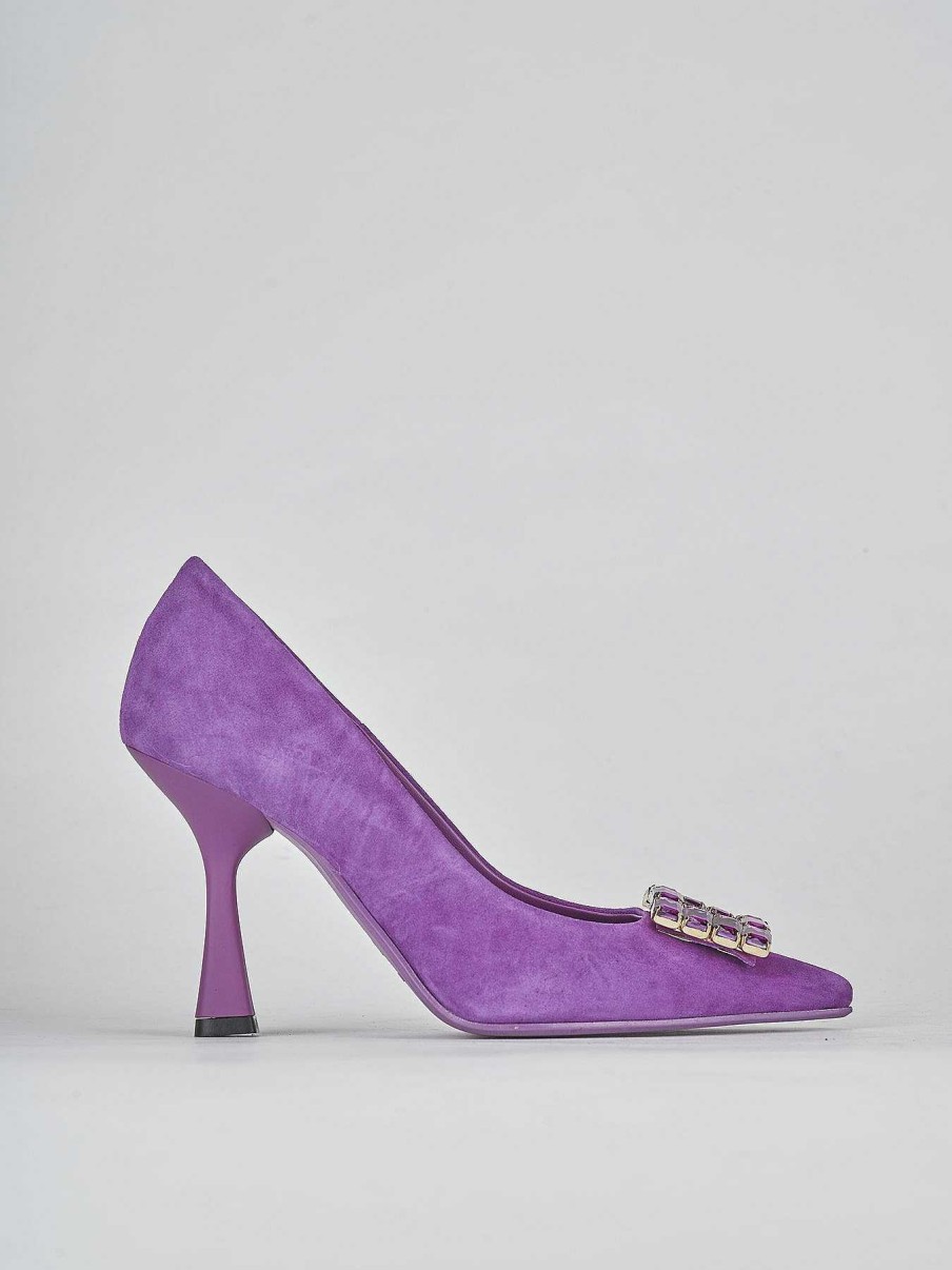 Donna Barca | Decollete Tacco 9 Cm Camoscio Viola