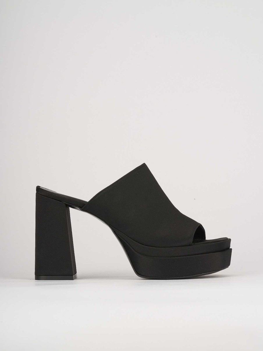 Donna Barca | Pantofole Tacco 10 Cm In Pelle Nera