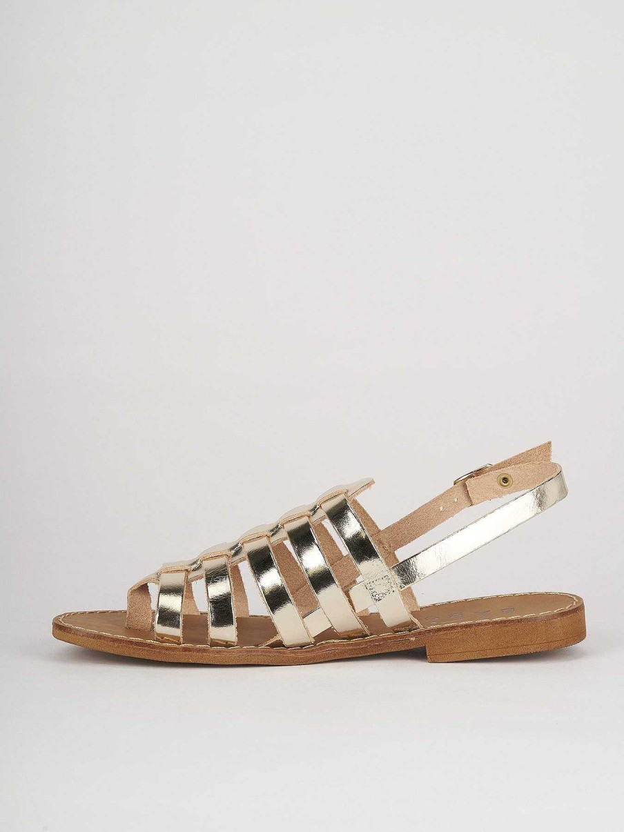 Donna Barca | Sandali Tacco Basso Tacco 1 Cm In Pelle Oro