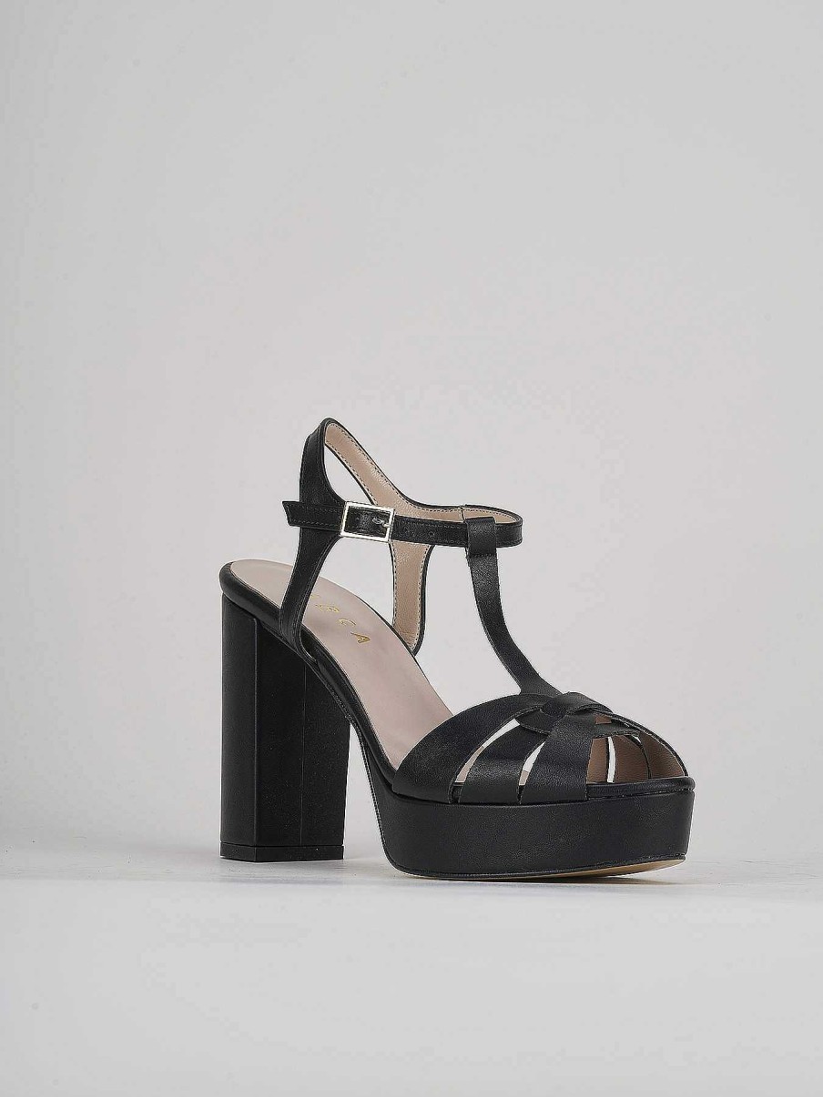 Donna Barca | Sandali Tacco Alto Tacco 9 Cm In Pelle Nera