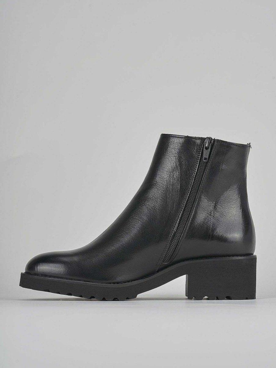 Donna Barca | Stivaletti Tacco Basso Tacco 4 Cm In Pelle Nera