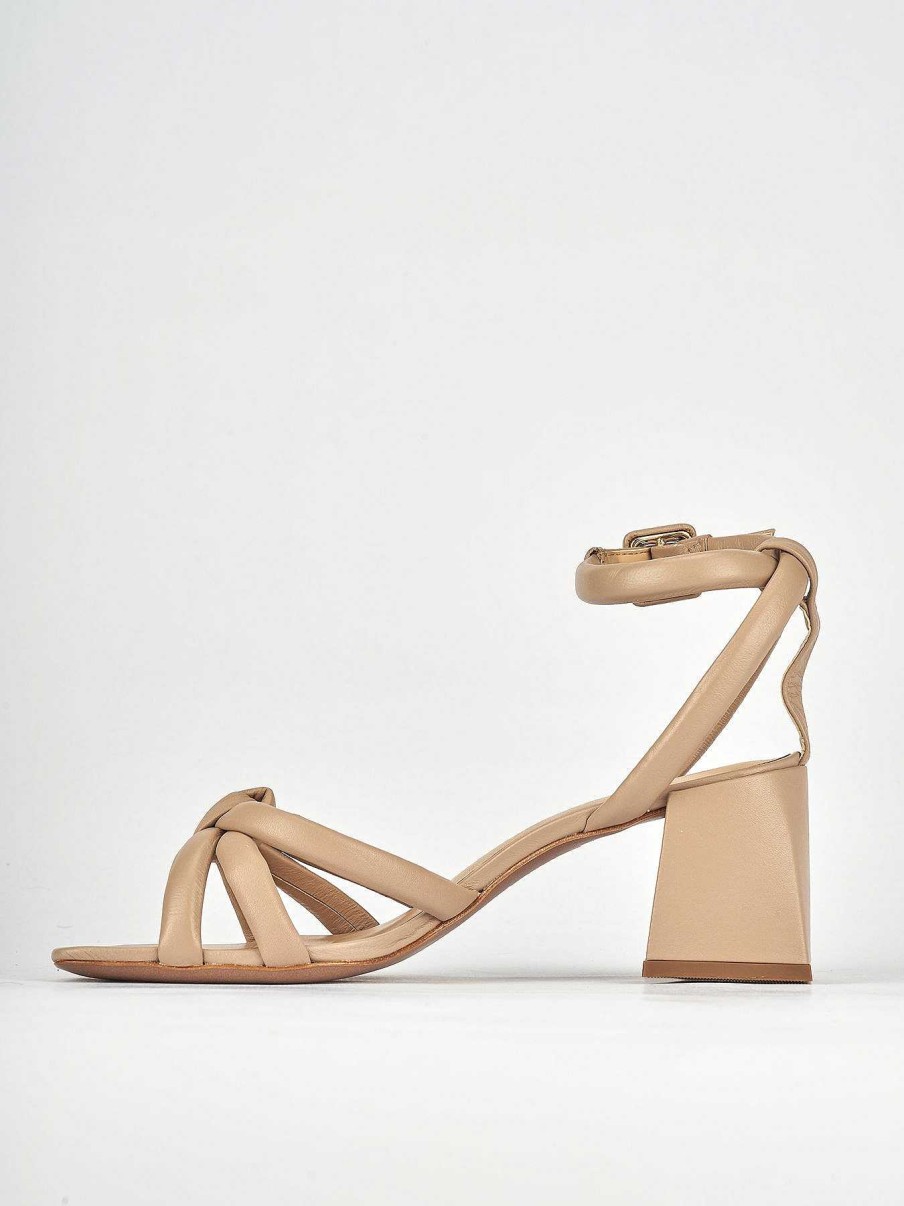 Donna Barca | Sandali Tacco Alto Tacco 6 Cm In Pelle Beige