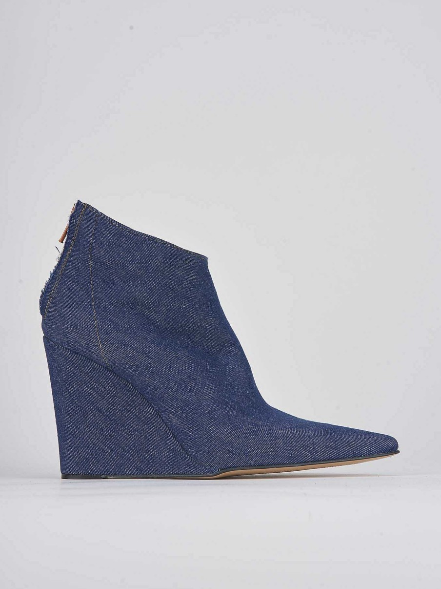 Donna Barca | Stivaletti Tacco Alto Tacco 9 Cm In Tessuto Blu