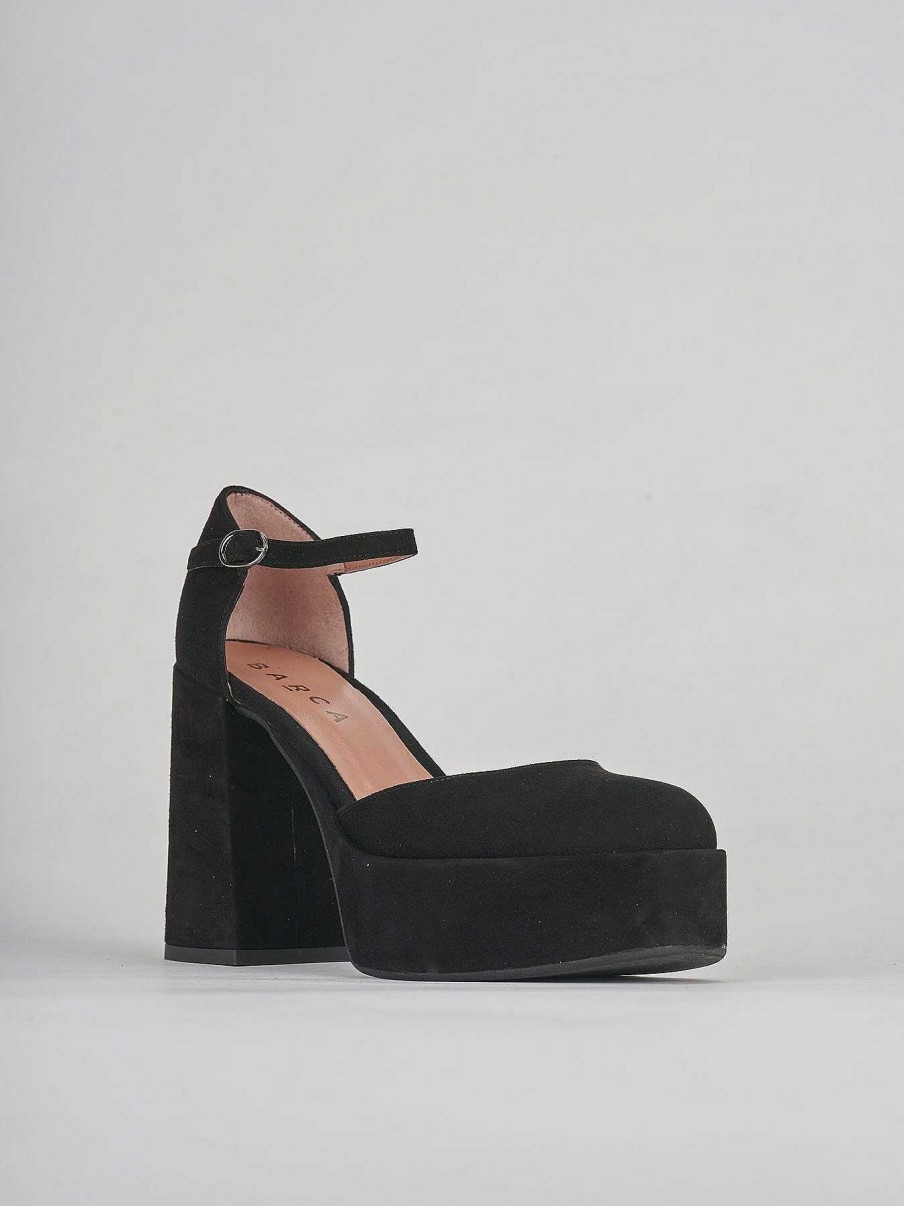 Donna Barca | Decollete Tacco 9 Cm Camoscio Nero