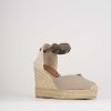 Donna Barca | Espadrillas Tacco 8 Cm In Pelle Beige