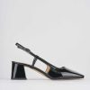 Donna Barca | Decollete Slingback Tacco 6Cm Nero Vernice