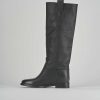 Donna Barca | Stivali Tacco Basso Tacco 2 Cm In Pelle Nera