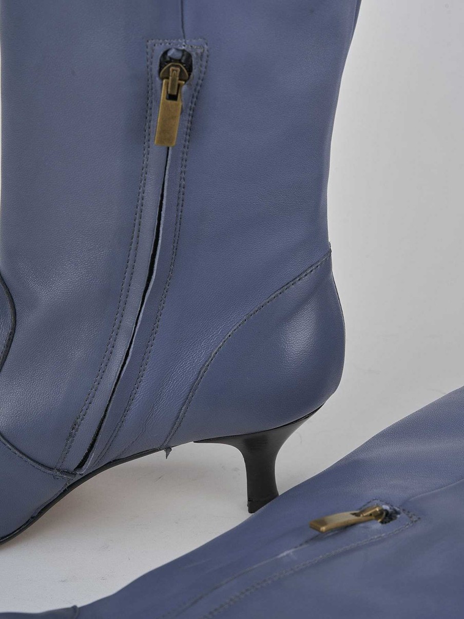 Donna Barca | Stivali Tacco Alto Tacco 5 Cm In Pelle Blu