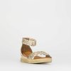 Donna Barca | Sandali Tacco Basso Tacco 3 Cm In Pelle Oro