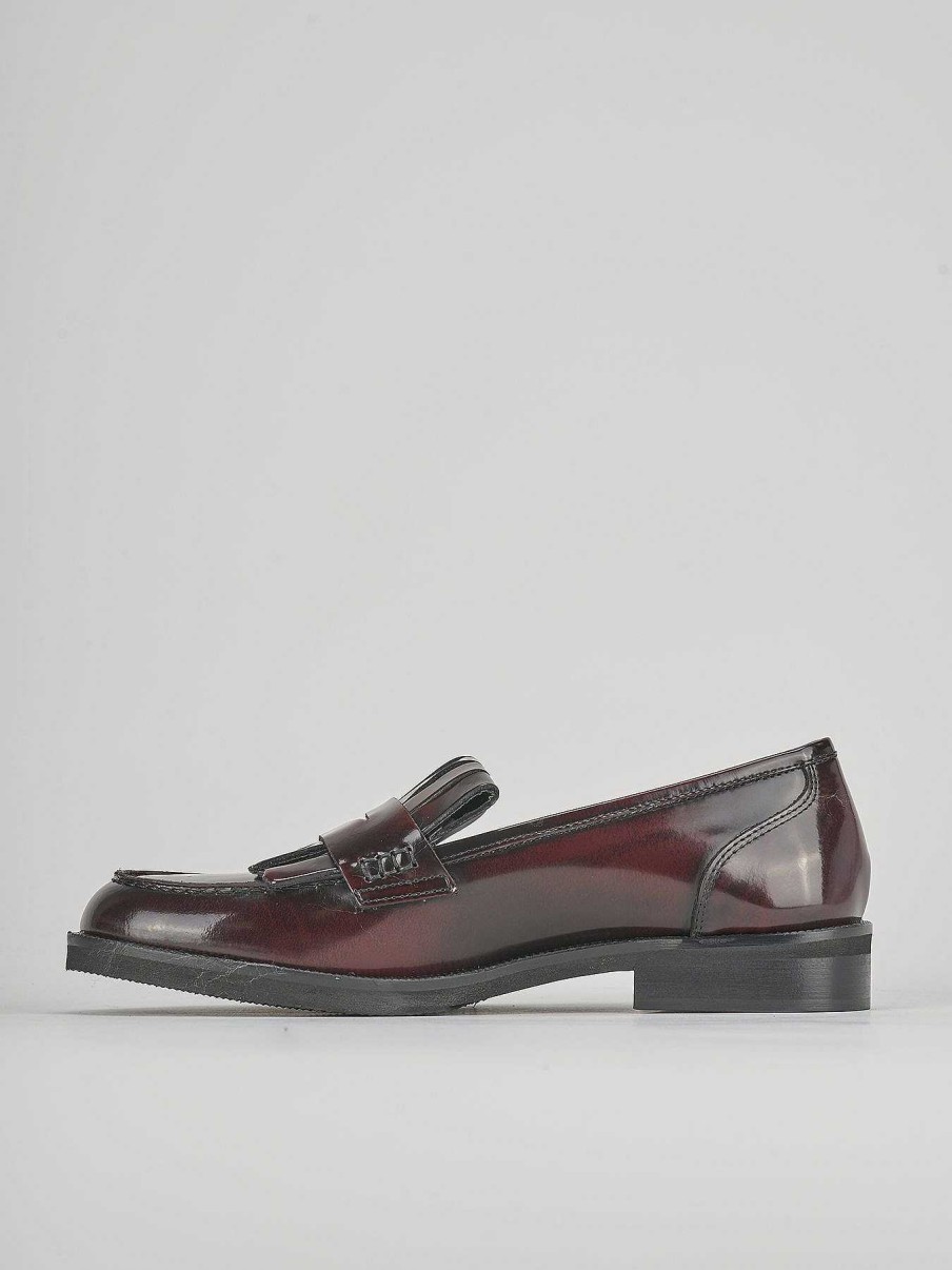 Donna Barca | Mocassino Tacco 2 Cm In Pelle Bordeaux