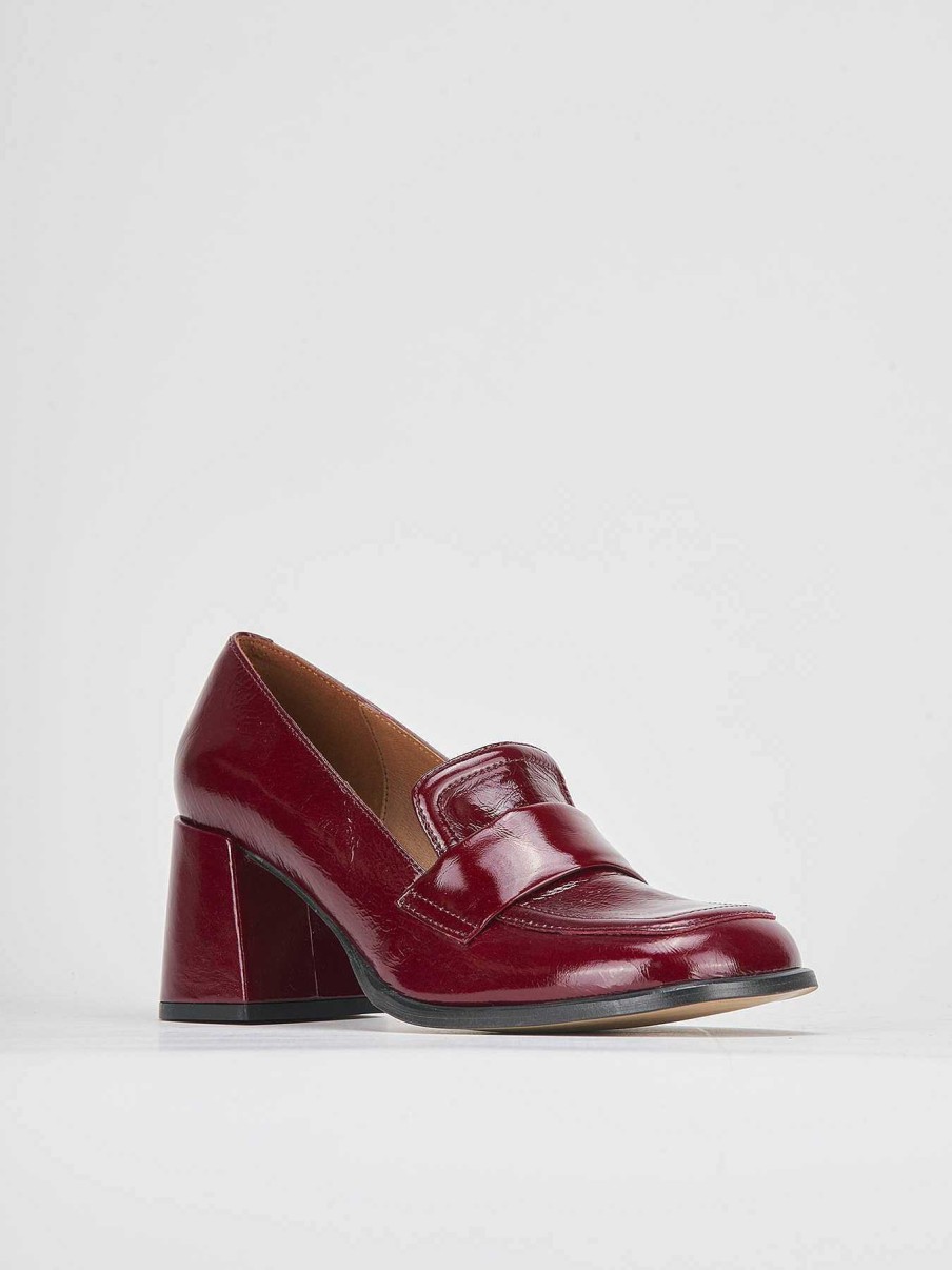 Donna Barca | Mocassino Tacco 8 Cm In Vernice Bordeaux