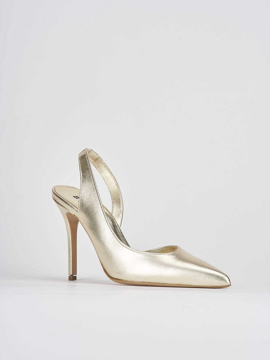 Donna Barca | Slingback Decolte Tacco 9 Cm Oro Pelle