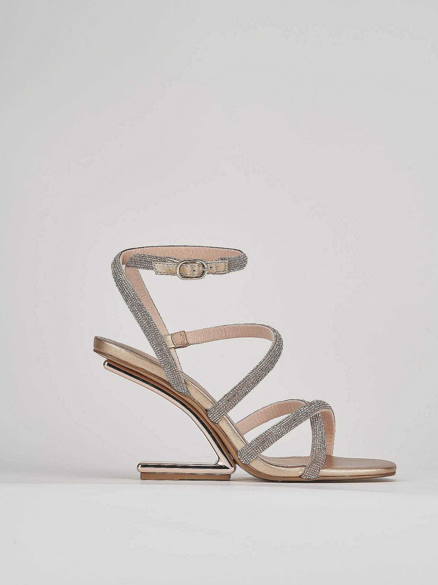 Donna Barca | Sandali Tacco Alto Tacco 9 Cm In Pelle Oro