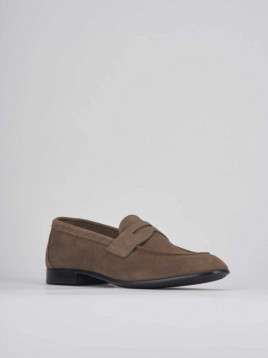 Uomo Barca | Mocassino Tacco 1 Cm In Camoscio Beige