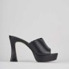 Donna Barca | Pantofole Tacco 11 Cm In Pelle Nera