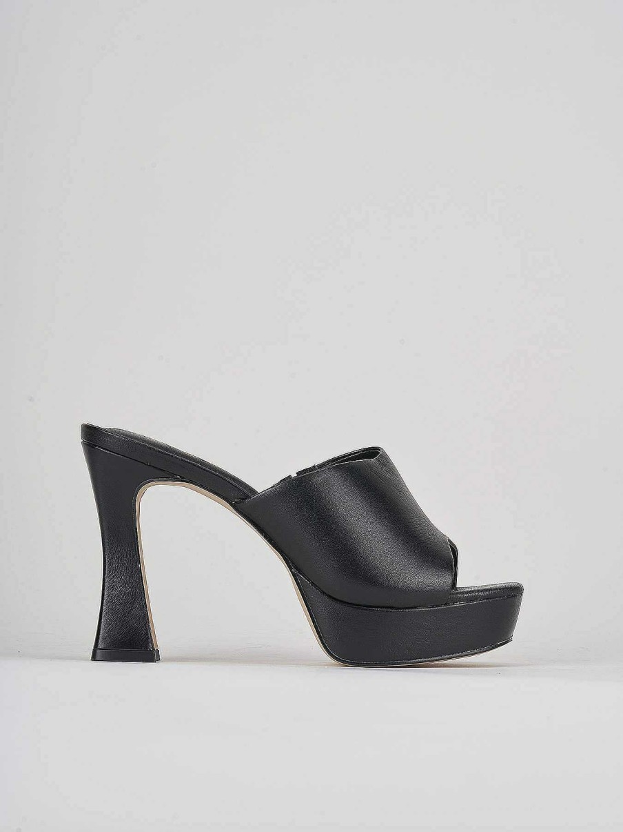 Donna Barca | Pantofole Tacco 11 Cm In Pelle Nera