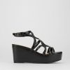 Donna Barca | Zeppa Tacco 8 Cm In Pelle Nera