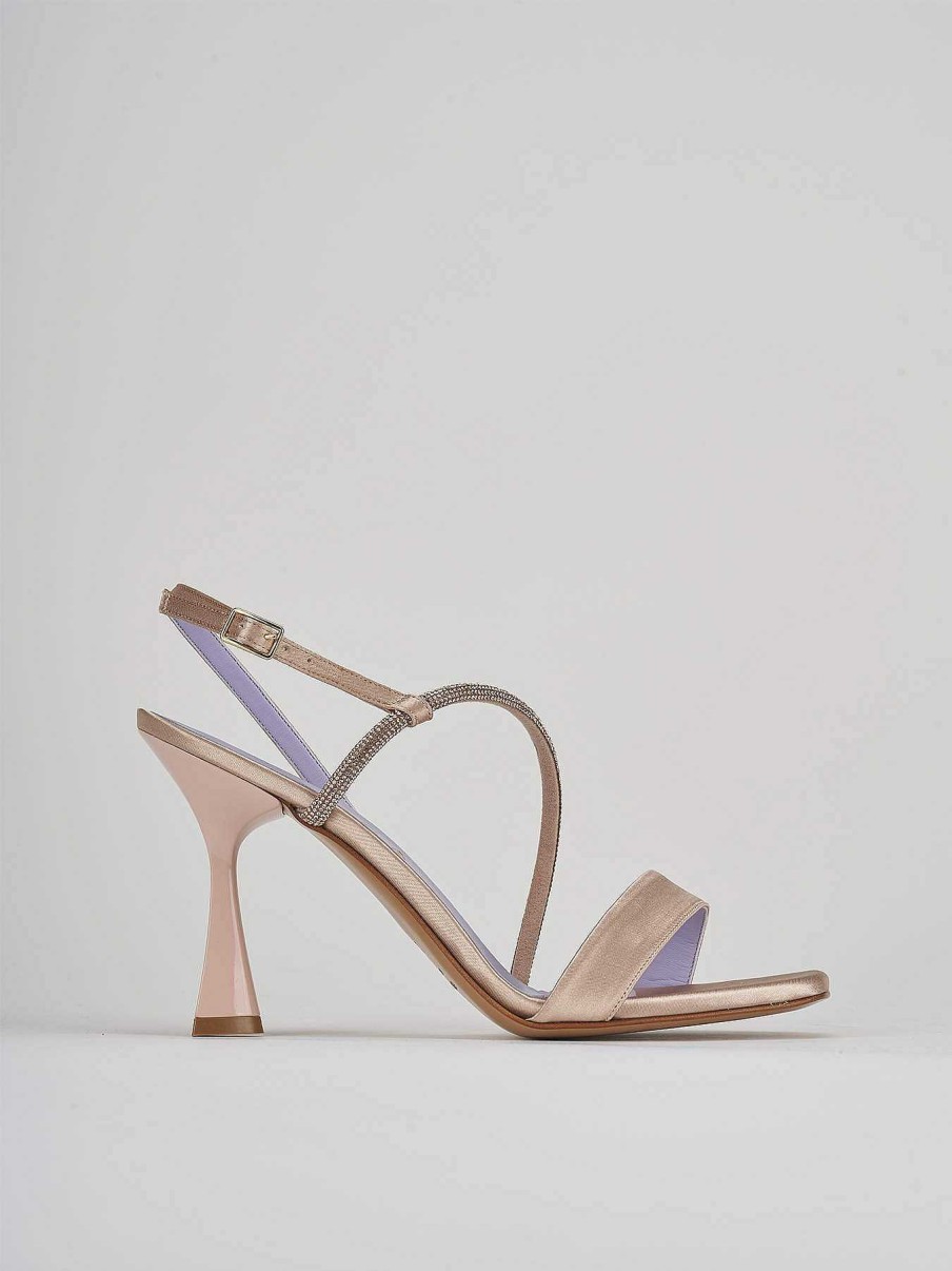 Donna Barca | Sandali Tacco Alto Tacco 9 Cm In Raso Beige