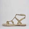 Donna Barca | Sandali Tacco Basso Tacco 1 Cm In Pelle Oro