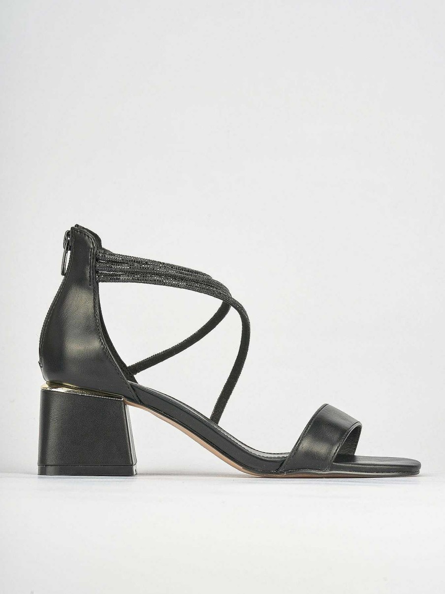 Donna Barca | Sandali Tacco Alto Tacco 5 Cm In Pelle Nera