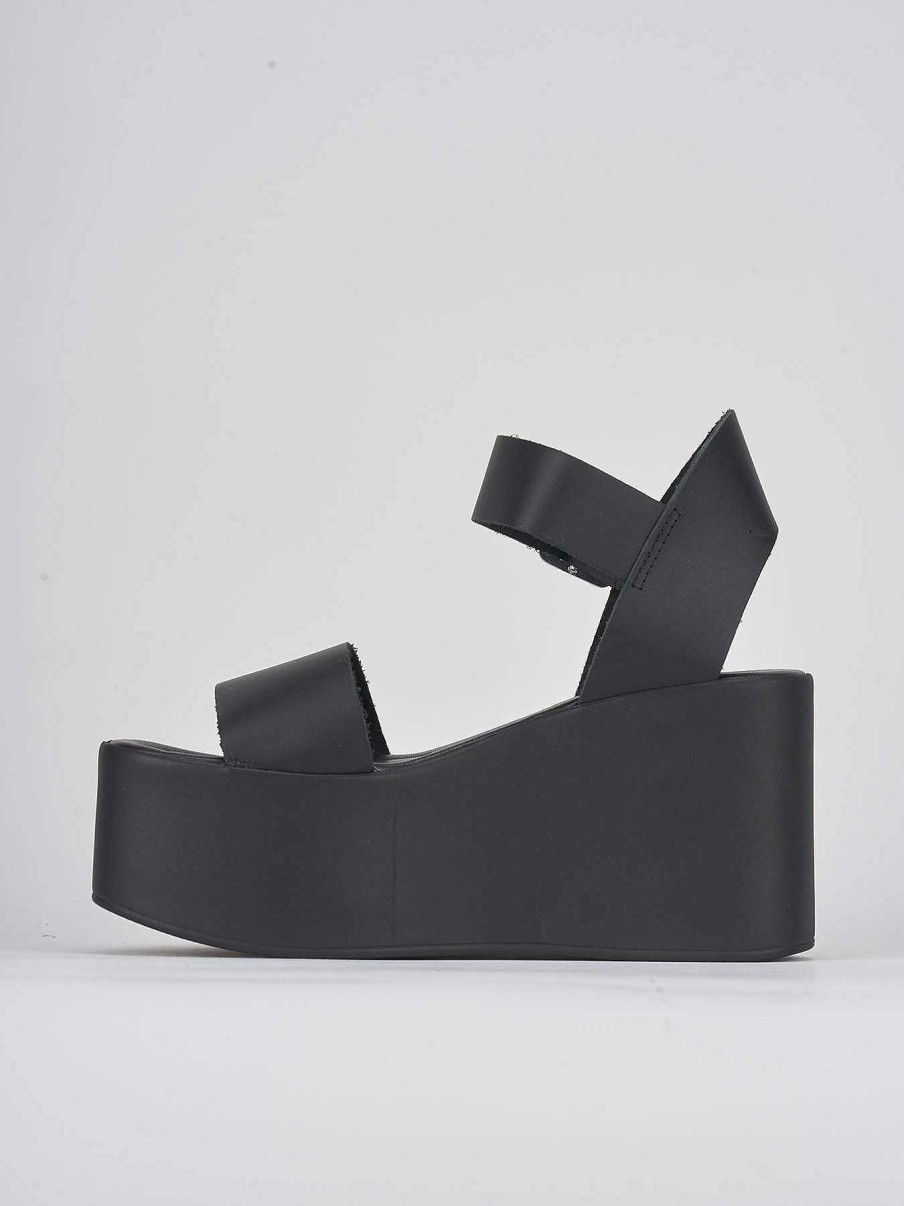 Donna Barca | Zeppa Tacco 9 Cm In Pelle Nera