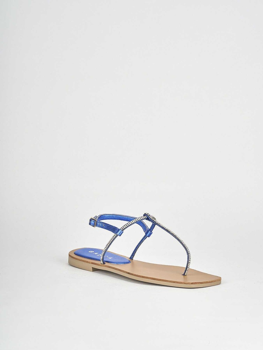 Donna Barca | Sandali Tacco Basso Tacco 1 Cm In Pelle Blu