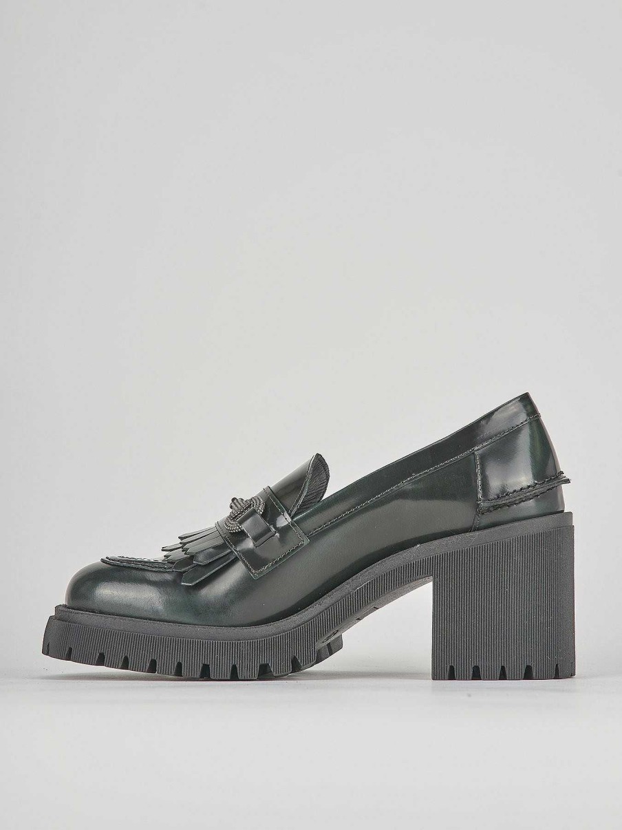 Donna Barca | Mocassino Tacco 9 Cm In Pelle Verde