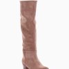 Donna Barca | Stivali Tacco Basso Tacco 4 Cm Camoscio Beige