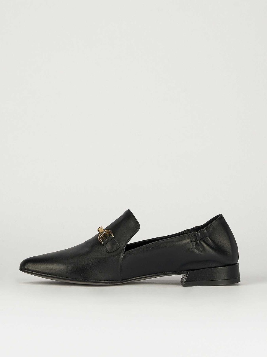 Donna Barca | Mocassini Tacco 1 Cm In Pelle Nera