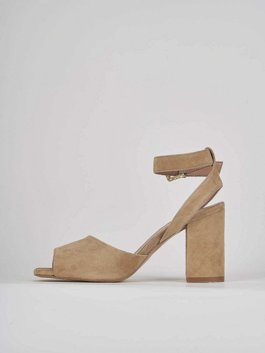 Donna Barca | Sandali Tacco Alto Tacco 8 Cm In Camoscio Beige