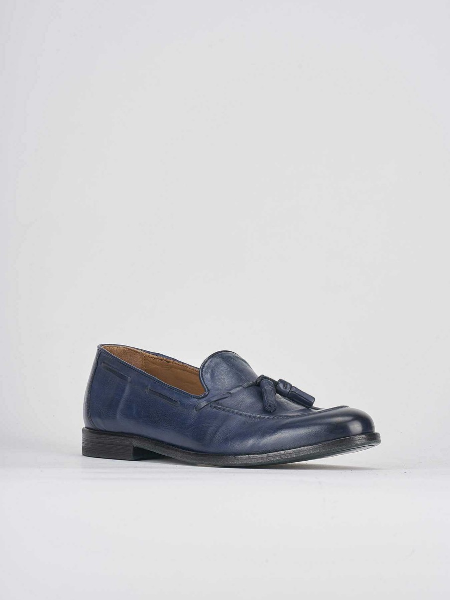 Uomo Barca | Mocassini Tacco 2 Cm In Pelle Blu