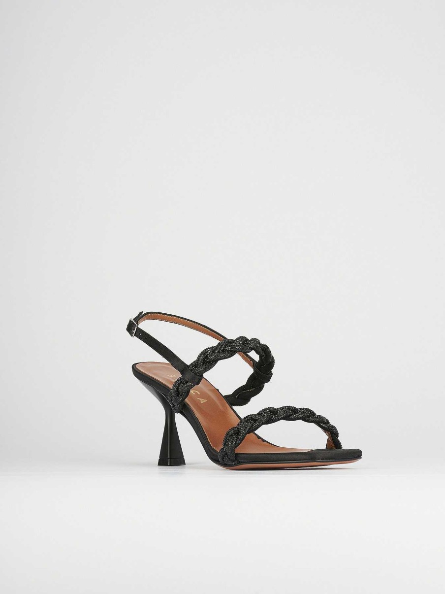 Donna Barca | Sandali Tacco Alto Tacco 7 Cm In Pelle Nera