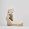 Donna Barca | Espadrillas Tacco 8 Cm In Tessuto Beige