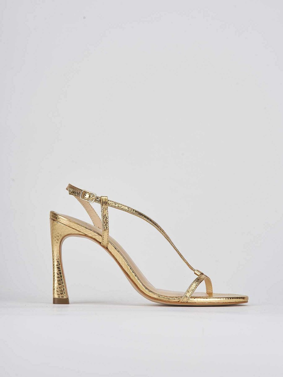 Donna Barca | Sandali Tacco Alto Tacco 8 Cm Pitone Oro