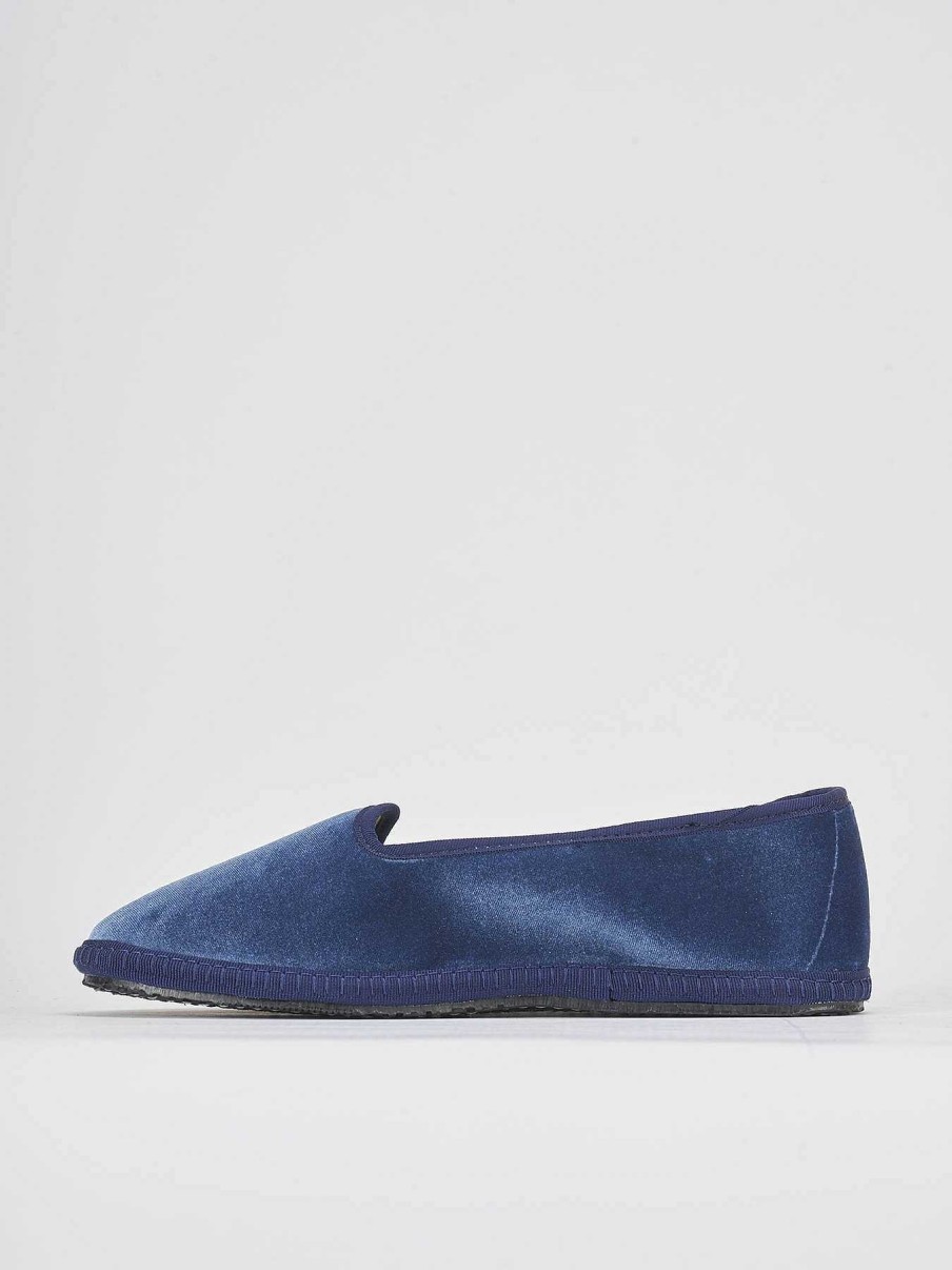 Donna Barca | Scarpe Basse Tacco 1 Cm In Velluto Blu